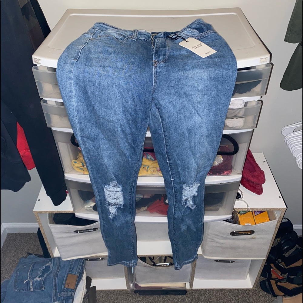 high rise skinny jeans